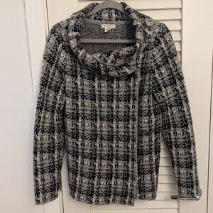 Christian Siriano Grey Plaid Wrap Cardigan, Size M